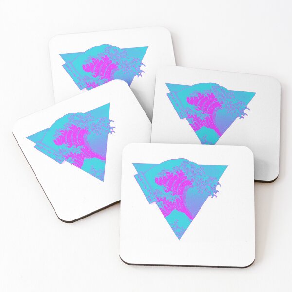 Item preview, The Great Wave Aesthetic Gradient Vaporwave Glitch designed and sold by stickertopic.