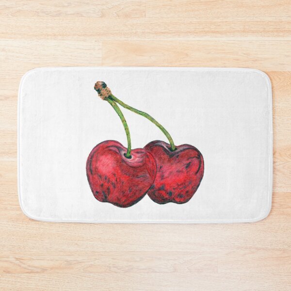 Item preview, Two red cherries - hand drawn design made with colored pencils designed and sold by schtroumpf2510.