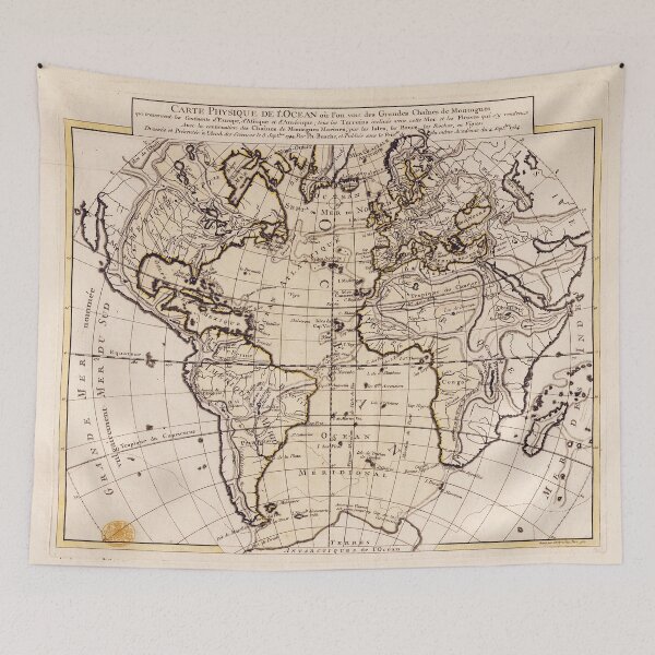 Item preview, Vintage french world map - Cartes et tables de la Géographie Physique et Naturelle. Présentées au Roi le 15 Mai 1757 Par Philippe Buache designed and sold by DejaVuStudio.