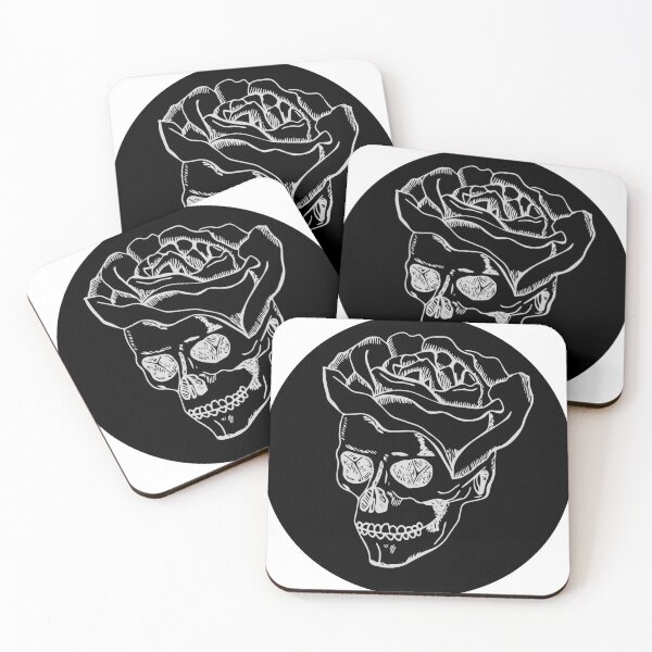 Item preview, human skull with rose - black designed and sold by vadim888.