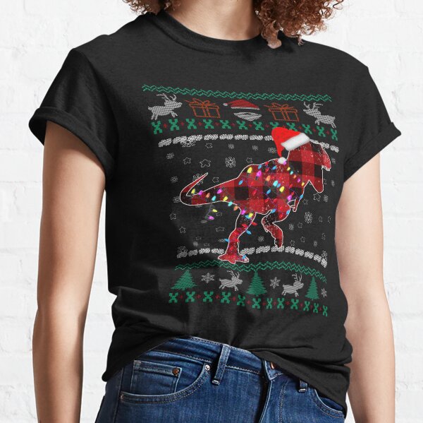Naughty or Nice Kids Ugly Sweater The Struggle Is Real Youth T-shirt Funny T-Rex Santa Claus Christmas Happy New Year Dinosaur