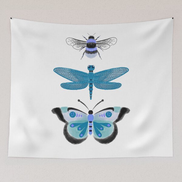 Item preview, Insects bluish designed and sold by Theinkandbottle.