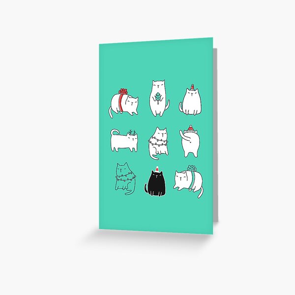 Fat Christmas cats Greeting Card