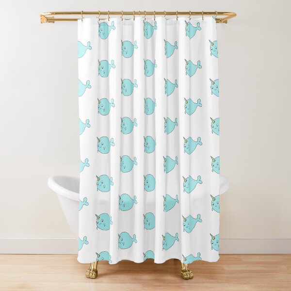 Narwhal cartoon digital design Shower Curtain