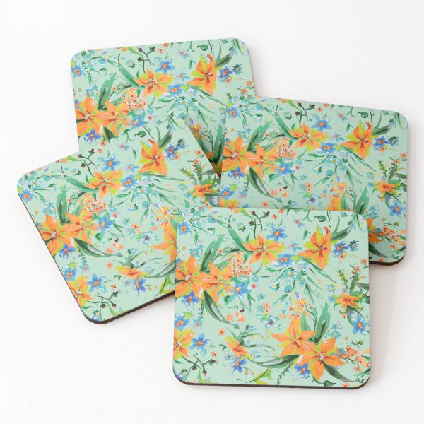 Item preview, Watercolor tropical yellow and green Flowers designed and sold by Beakka.