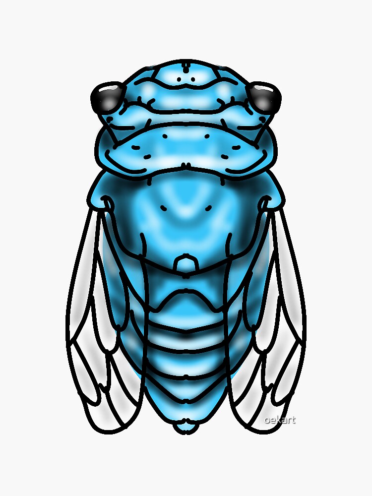 Thumbnail 3 of 3, Sticker, Blue Cicada! designed and sold by oekart.