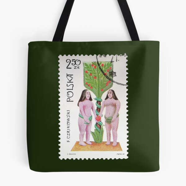 Aperçu de l'œuvre Sculpture folklorique polonaise Adam et Eve 1969 Stamp créée et vendue par StampCollection.