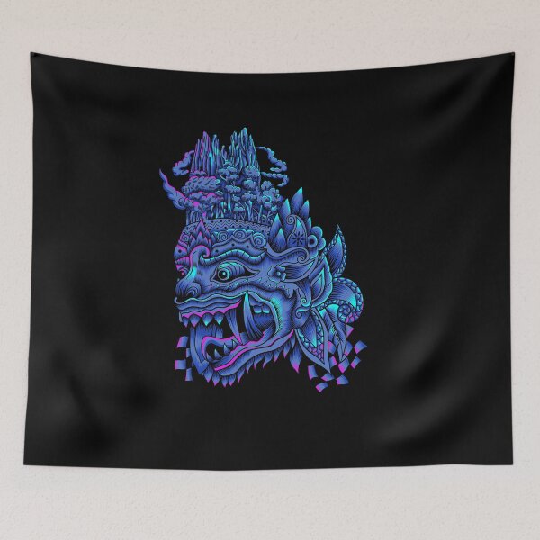 Artikelvorschau, Balinese Barong blaue Neonfarbe entworfen und verkauft von Marciano Graphic.