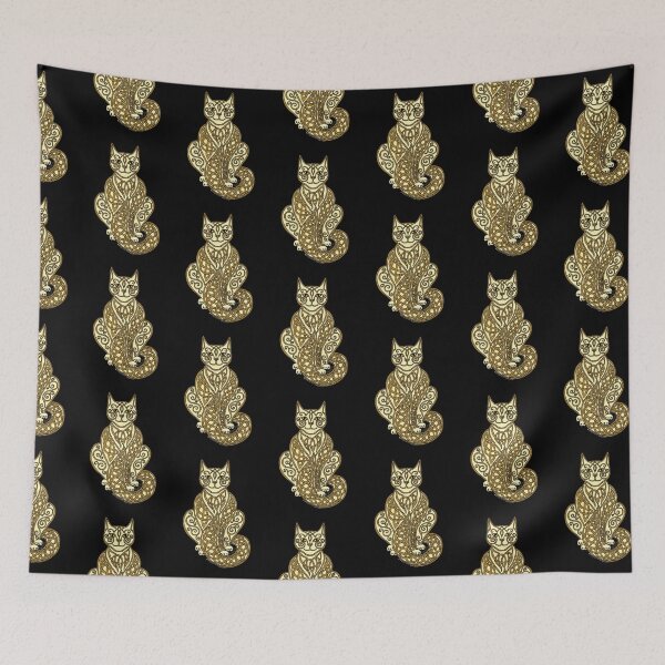 Item preview, Celtic Cat 7 Cream and Gold designed and sold by ingridthecrafty.