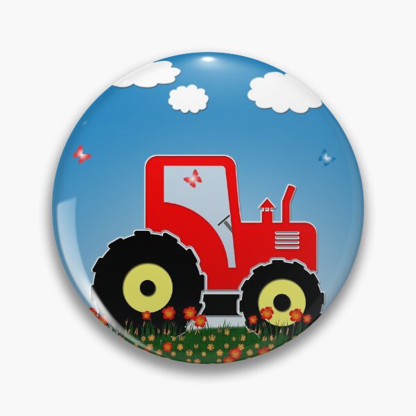 Item preview, Red tractor in a field designed and sold by Gaspar Avila.