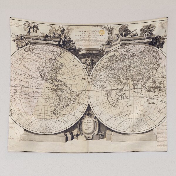 Item preview, Vintage french world map - Coming of Venus orbiting the Sun - M De la Lande 1769 designed and sold by DejaVuStudio.