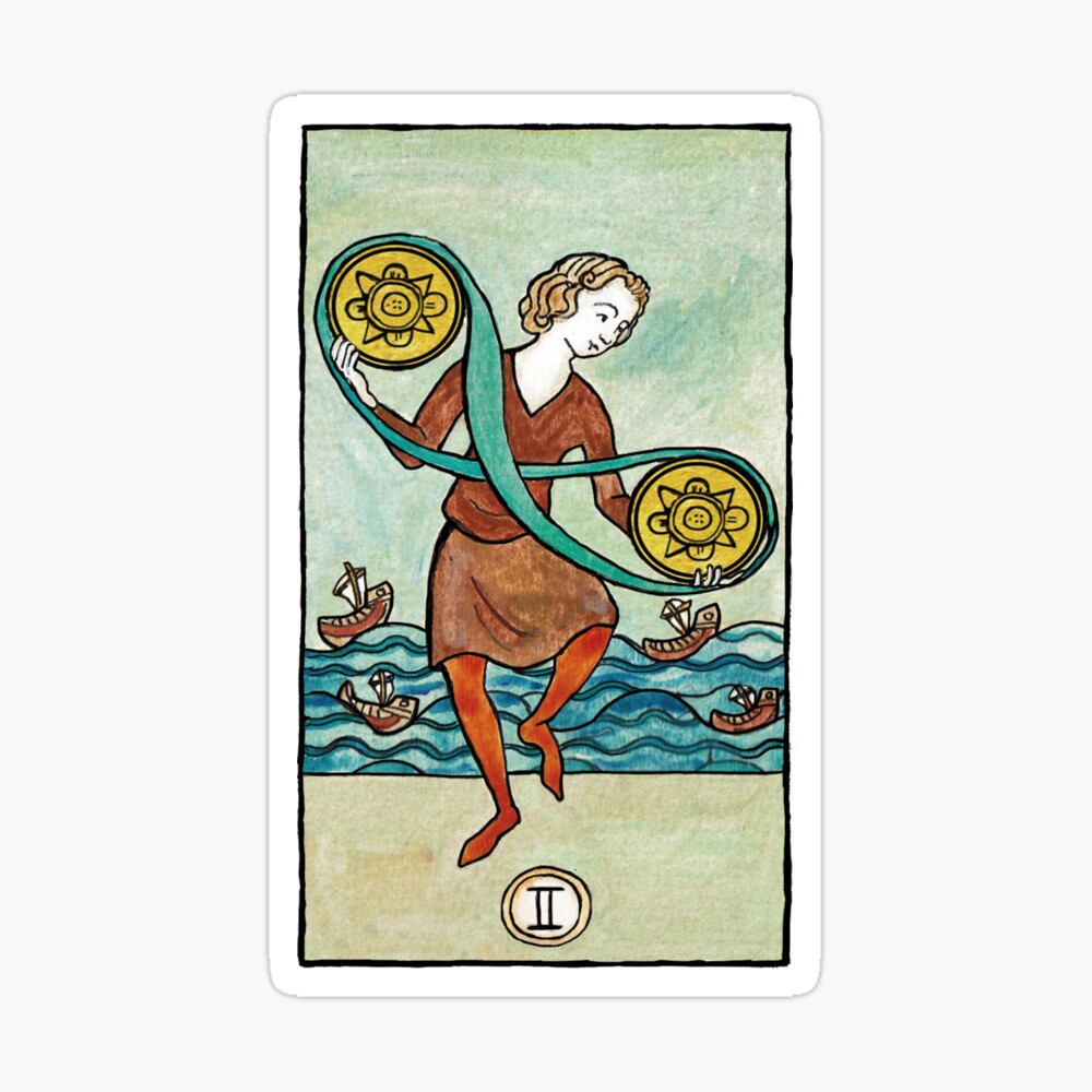 2 De Deniers Tarot De Marseille Tarot of Marseille-Waite 2 of Deniers" Greeting Card for Sale by  lesmotsclefs | Redbubble