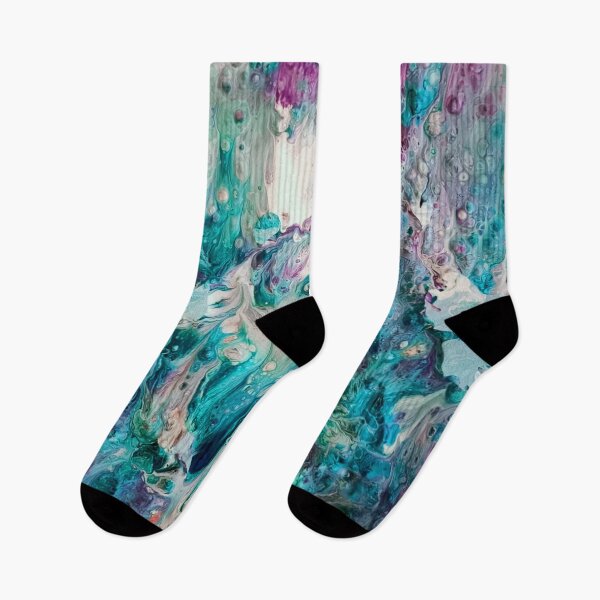 Item preview, Aqua Rain | Teal and White Pour Art | About High Vibe Art designed and sold by JillyJ05.