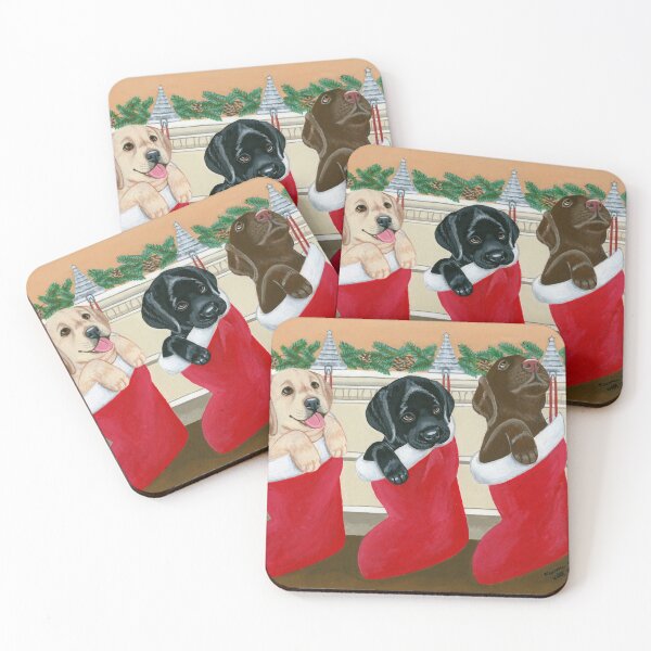 Item preview, Christmas Labrador Puppies Painting designed and sold by HappyLabradors.