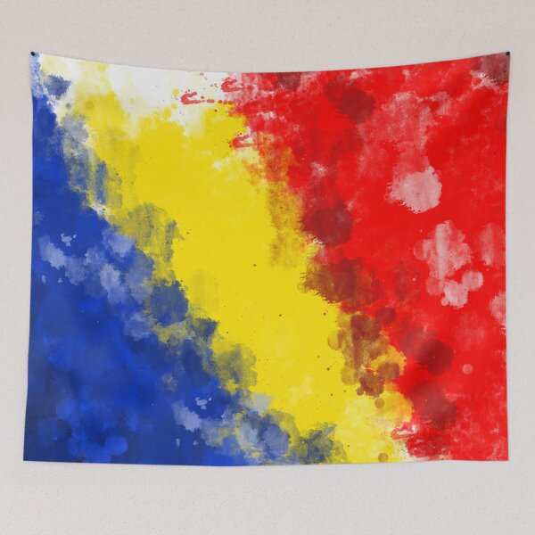 Item preview, Flag of Romania Splash blue yellow red 2024 designed and sold by aloresarts.