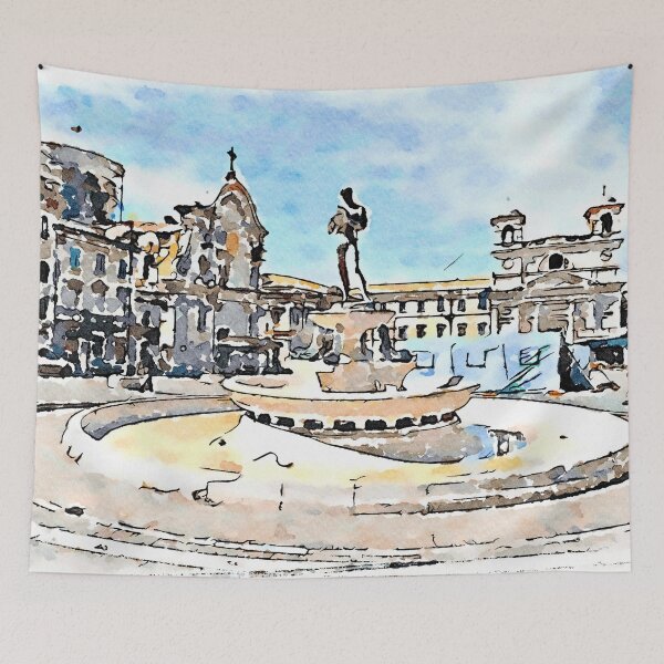 Item preview, L'Aquila: square with fountain designed and sold by Giuseppe Cocco.