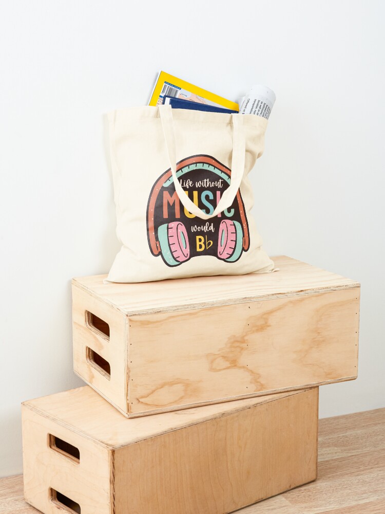 Thumbnail 4 of 5, Tote Bag, Without music life would b flat - Funny designed and sold by ElectricFangs.