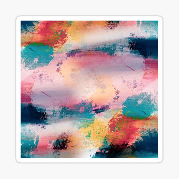 Modern Colorful Brush Strokes Paint Abstract Art Sticker For Sale By