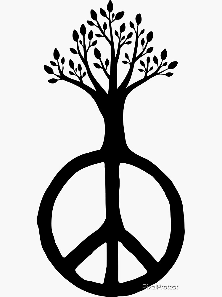 "Peace Sign, Tree of Hope" Sticker for Sale by PixelProtest Redbubble