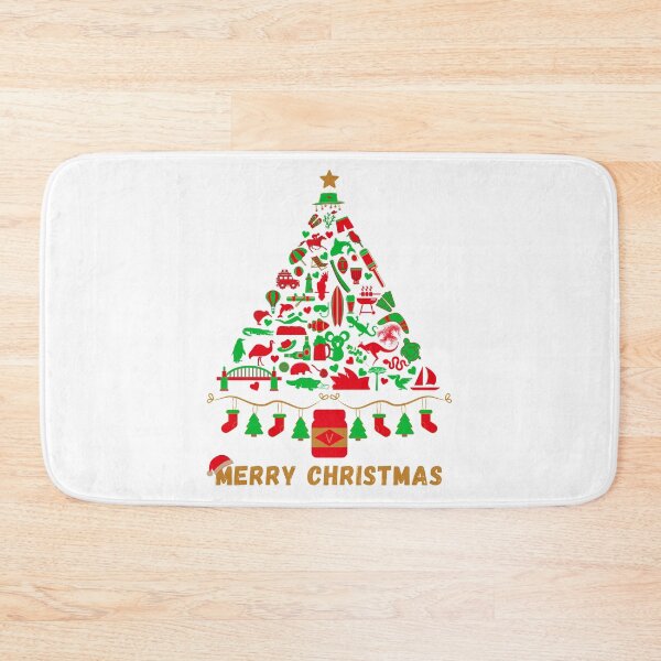 Item preview, Merry Christmas Australia | Australian Christmas Tree Made Up of Icons/Symbols  (in Bright Xmas Colors, also available in Vintage Colors) designed and sold by InkItStudio.