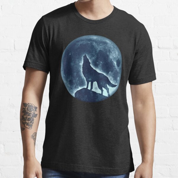 Howling wolf silhouette femme t shirt urban rock heavy metal music cadeau