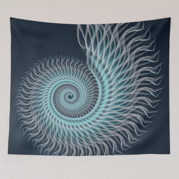Item preview, Blue snail in fractal lines designed and sold by Nicole Bleck.