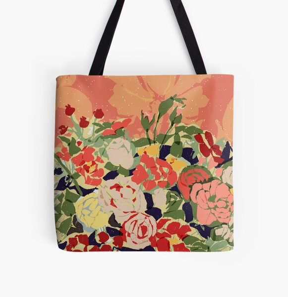 Flowers All Over Print Tote Bag