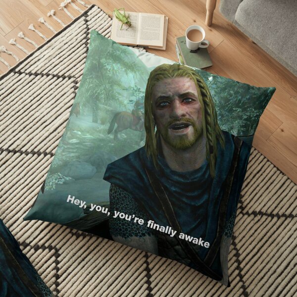 Hey You You Re Finally Awake Floor Pillow By Ozma666 Redbubble