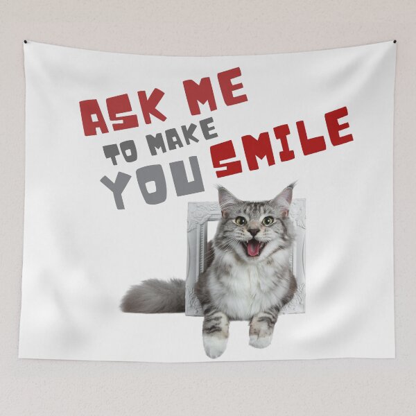 Item preview, Ask me to make you smile (cat) designed and sold by lollypopstore.