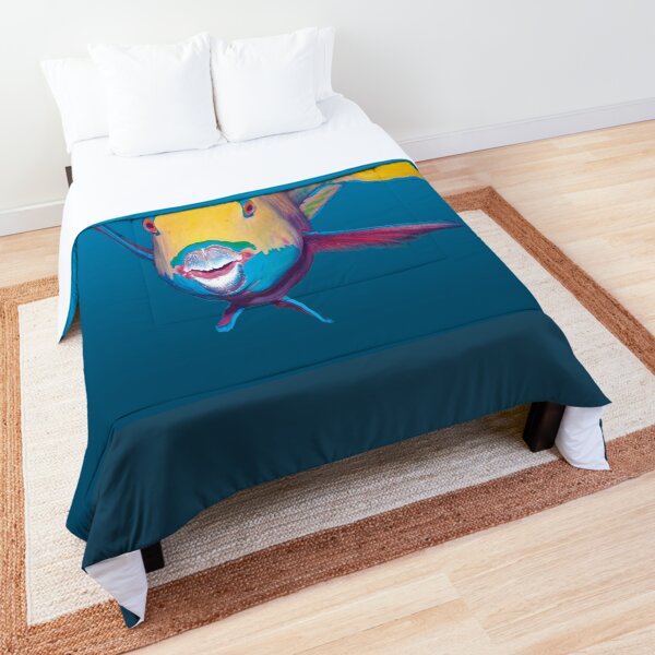 Colorful parrotfish | Blue background | Comforter