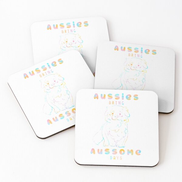 Item preview, Aussies bring aussome days - Cute Australian Shepherd pastel design designed and sold by Ivy Fox Illustration.