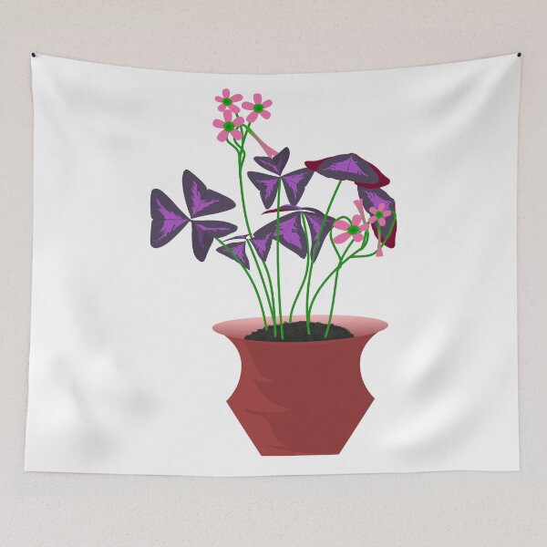 Item preview, oxalis flower on red pot designed and sold by astriebatik.