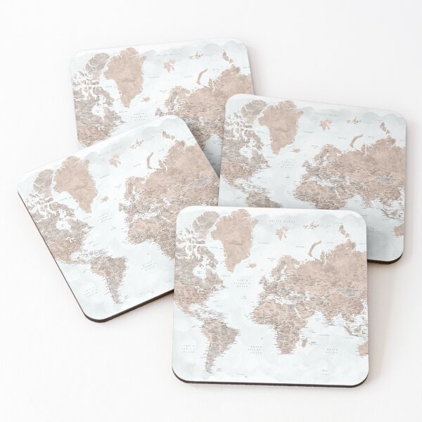 Item preview, Calista watercolor detailed world map designed and sold by blursbyai.
