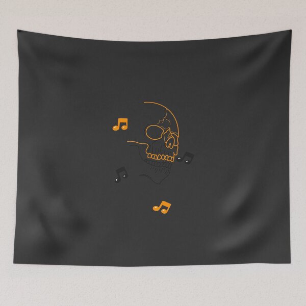 Item preview, Small musical notes with two-tone orange and gray skull designed and sold by BV-creas.