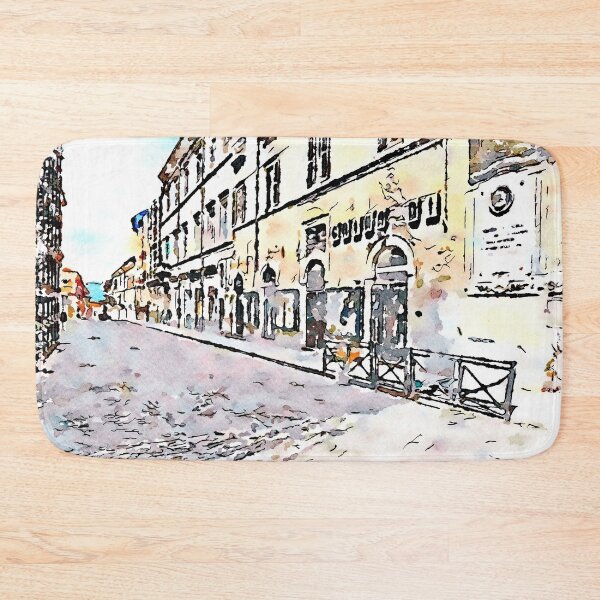 Item preview, L'Aquila: street with row of shops designed and sold by Giuseppe Cocco.