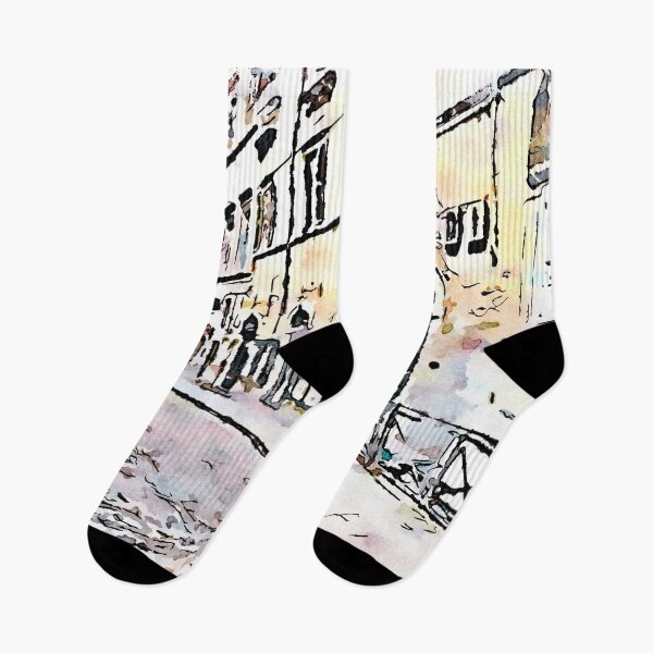 Item preview, L'Aquila: street with row of shops designed and sold by Giuseppe Cocco.