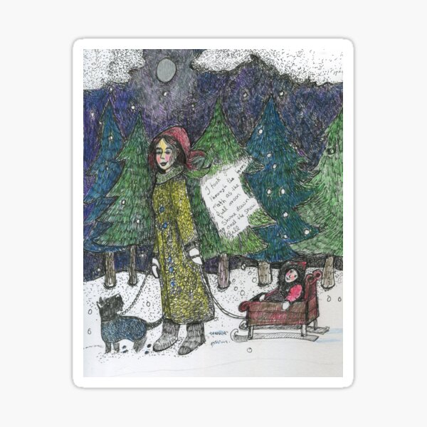 Item preview, The sled ride, winter holiday, Christmas, Yule,  designed and sold by lydiaknoxart.