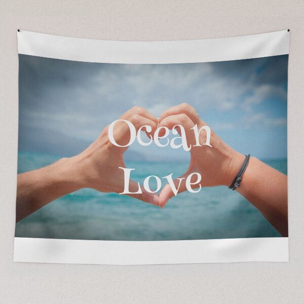 Item preview, Filtered Ocean photo with heart hands designed and sold by janraydesigns.