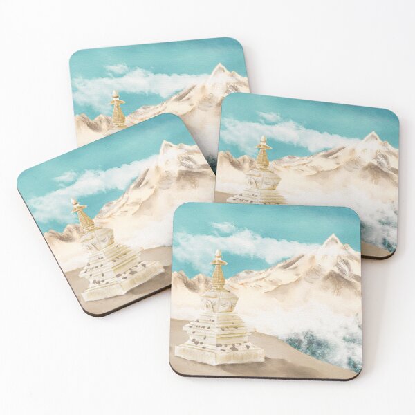 Item preview, Watercolor Illustration of Meili Snow Mountain Kawagebo Peak among the clouds designed and sold by iswenyi.