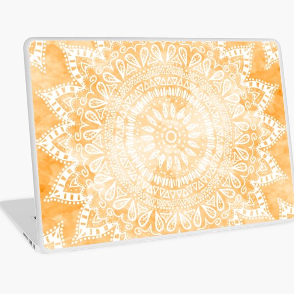 TANGERINE BOHEMIAN FLOWER MANDALA Laptop Skin