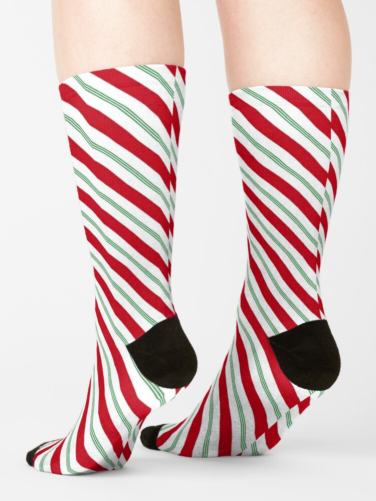 Candy Cane Striped Tights – Red and White Diagonally Striped Nylon