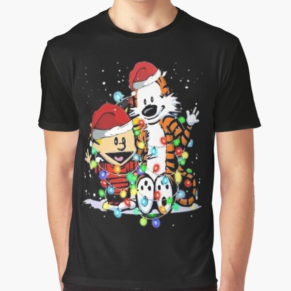 Calvin and Hobbes With Lights Christmas Ornament Unisex Shirt Graphic T-Shirt