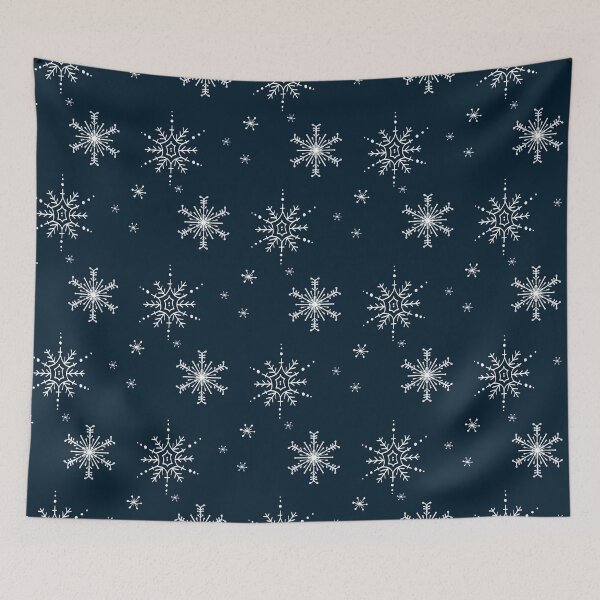 Item preview, White and Navy Snowflakes Winter Print designed and sold by asdesignstudio.