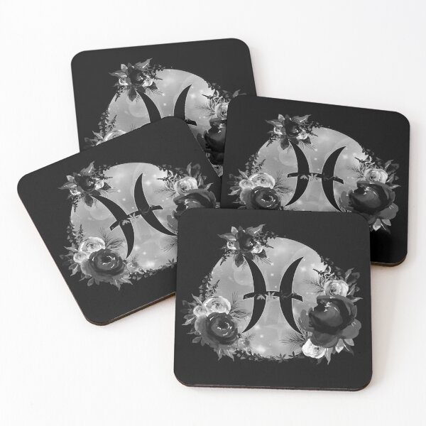 Item preview, Pisces Zodiac Horoscope Gothic Black Floral Monogram designed and sold by Bumblefuzzies.