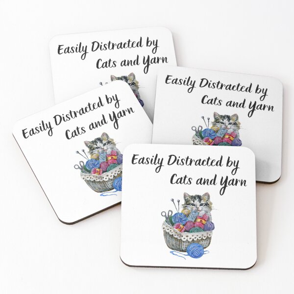 Item preview, Easily Distracted By Cats and Yarn designed and sold by Knitterty.