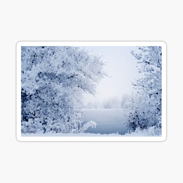 Snowy Wooded Landscape Sticker