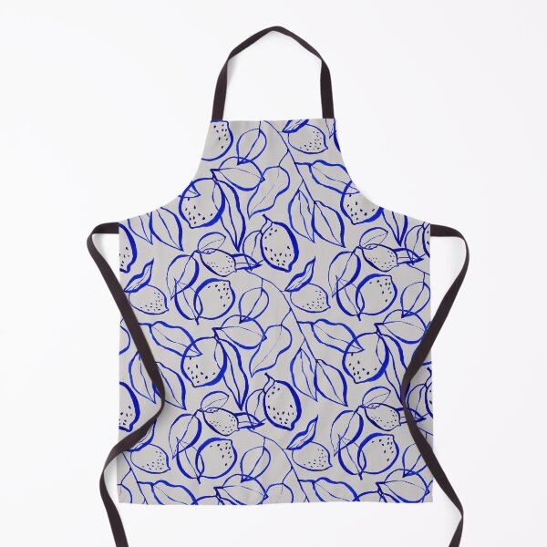 Item preview, Blue lemons and leaves pattern designed and sold by TanyaMakesART.