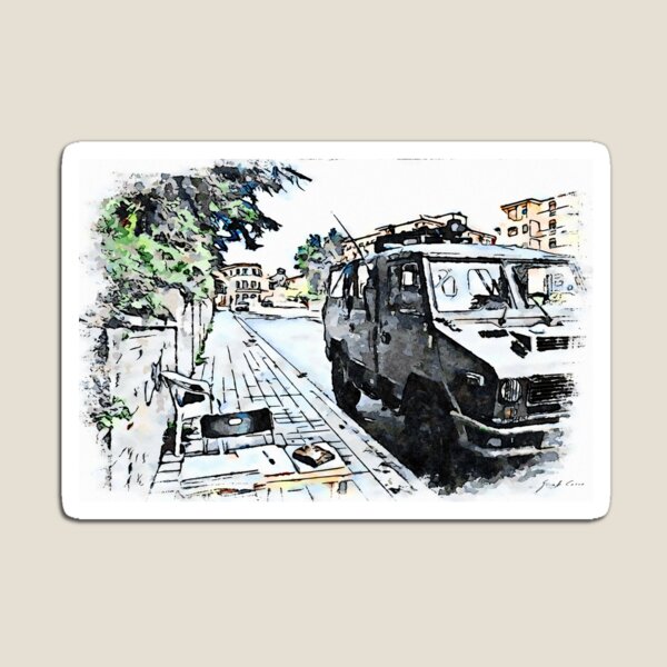 Item preview, L'Aquila: checkpoint with truck of the army designed and sold by Giuseppe Cocco.