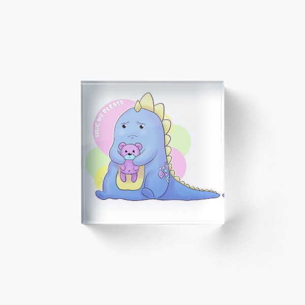 Sad Dino Series - Hug me Please Acrylic Block