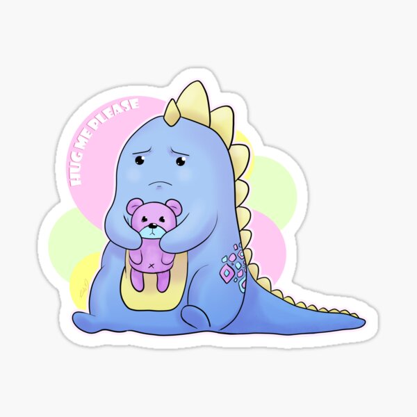 Sad Dino Series - Hug me Please Sticker